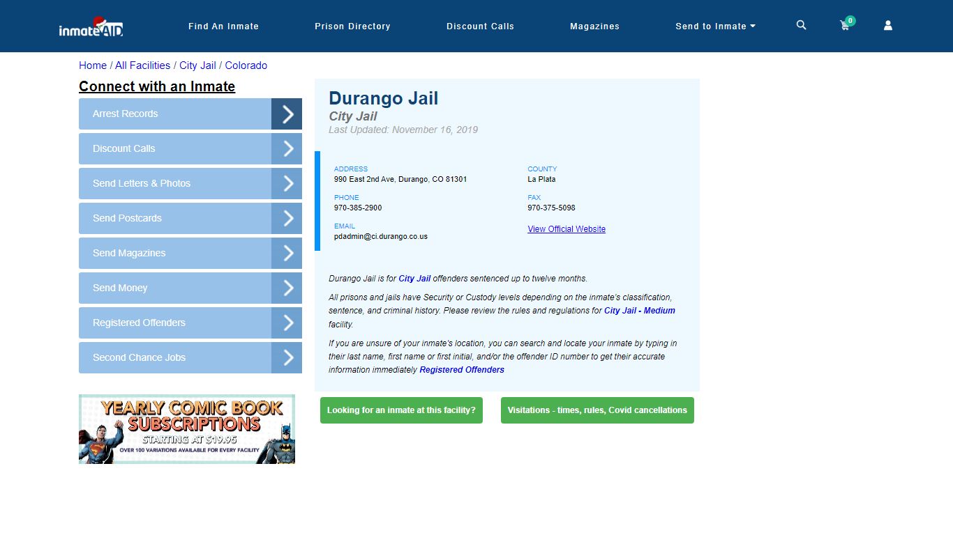 Durango Jail | Inmate Locator