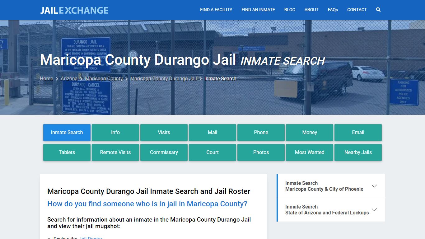 Maricopa County Durango Jail Inmate Search - Jail Exchange